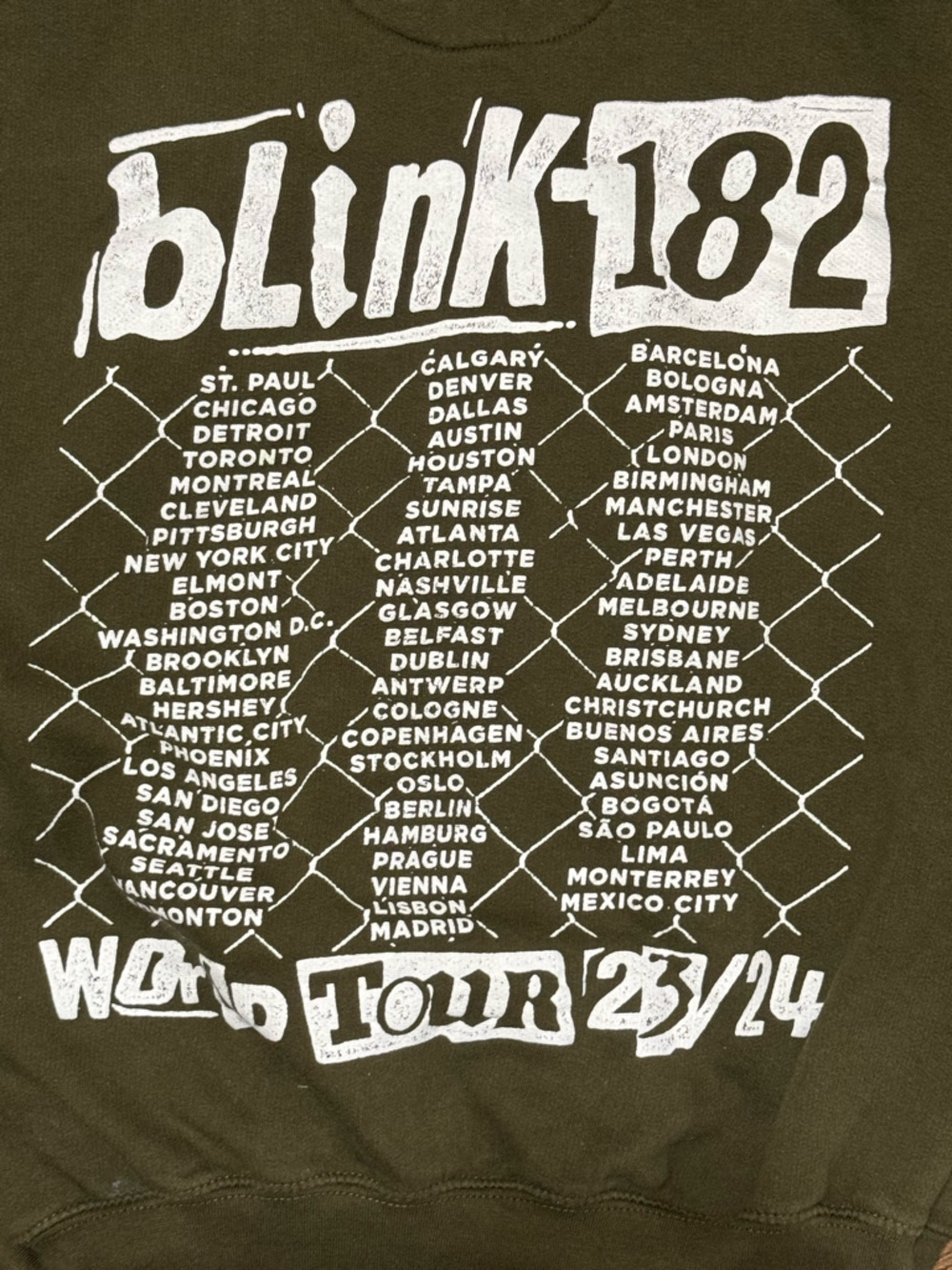 Blink-182 Olive Green Graphic Pullover Hoodie - Picture 3 of 3